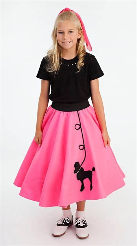 Girls 2 Pc Set 50s Poodle Skirt And Scarf In 2020 Poodle Skirt