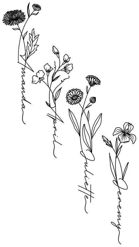 Flower Names, Flower Art, Family Flowers, Tattoos For Daughters, Custom