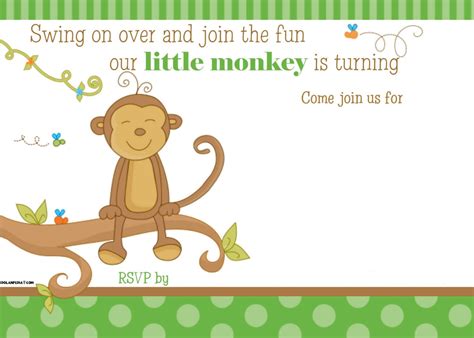 Boy s 1st birthday invitation card for you to print etsy. FREE Printable Little Monkey Birthday Invitation Template ...