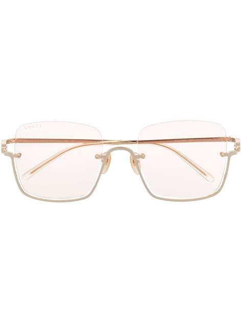 Gucci Eyewear Logo Engraved Square Frame Sunglasses Smart Closet