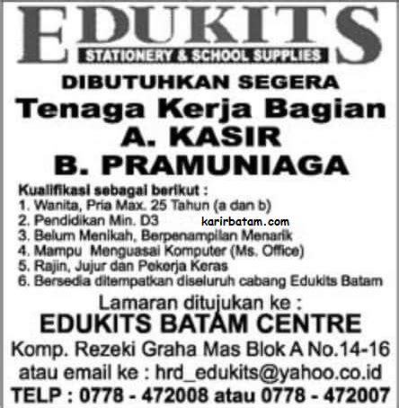 Lowongan kerja badan amil zakat nasional februari 2021 16/02/2021undefinedbaca selengkapnya. Lowongan Kerja Edukits Batam Center - Lowongan Kerja Batam ...