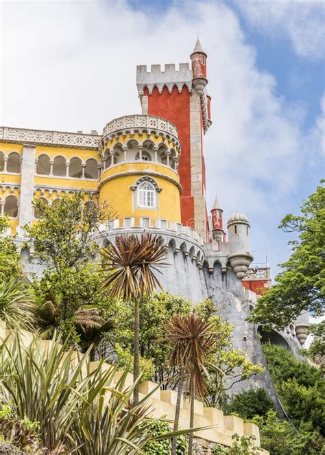 Towers Of The Pena National Palace In Sintra Town Portugal Stock Image