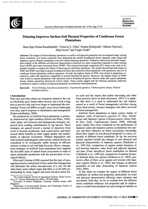 Pdf Thinning Improves Surface Soil Physical Properties Of Coniferous