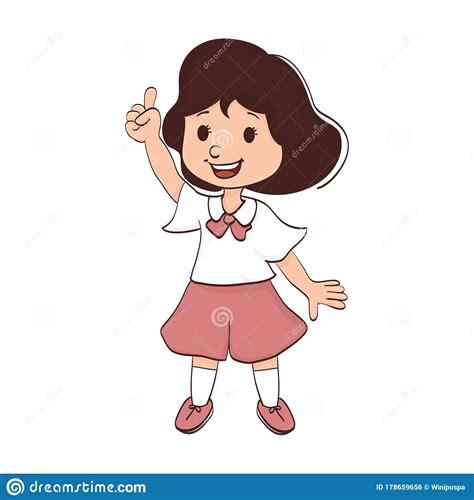 Pointing Upwards. Little Girl Pointing Upwards Stock Vector - Illustration of attractive, hand 