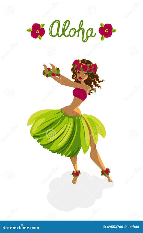 Beautiful Girl Hula Dancer Stock Vector Illustration Of Aloha