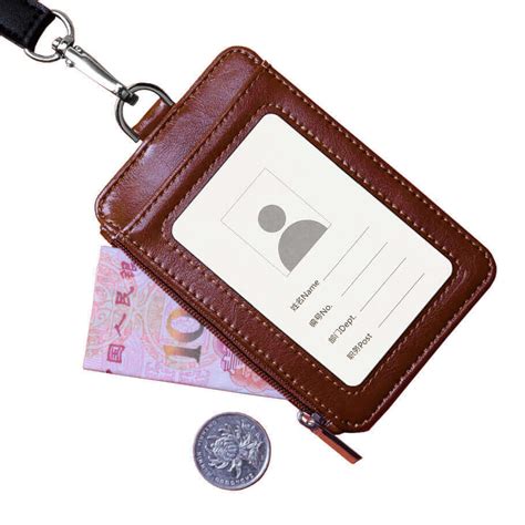 Premium Wallet Pu Leather Id Card Holder Id Badge Holder With Zipper