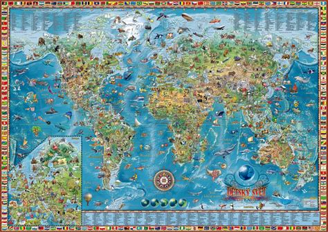 Nástenné Mapy Detská Mapa Sveta 98x138cm Lamino Lišty Nástenná Mapa