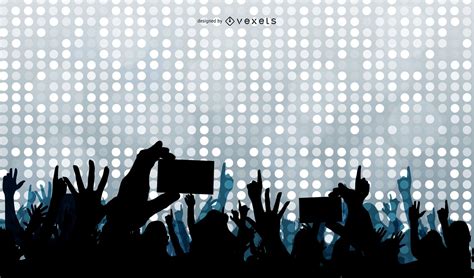 Concert Crowds Raising Hands Silhouette Vector Download