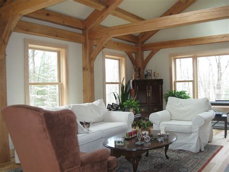 How to clean high ceiling beams. New England Custom Timber Frame Cabin with Cathedral ...