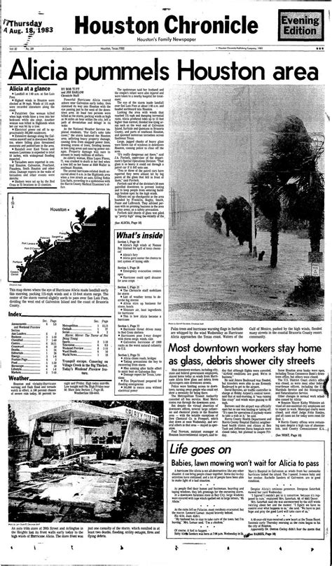 Today In Houston History Aug 18 1983 Hurricane Alicia Strikes Houston