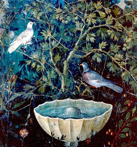 Fresco Garden Painting With Two Birds Pompeii Ancient Rome Ancient