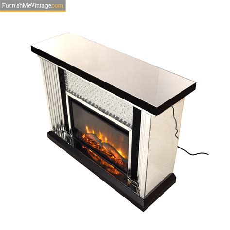 Led fire and ice electric fireplace with remote in black form and function perfectly align in this form and function perfectly align in this sleek fire and ice electric fireplace by northwest. Mirrored and Crystal Studded Electric Fireplace with Remote