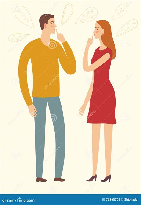 Man And Woman Keeping Secrets Stock Illustration Illustration Of Love