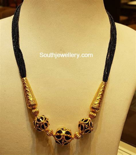See more ideas about black beaded jewelry, gold earrings designs, jewelry design necklace. Multi String Black Beads Mangalsutra - Jewellery Designs