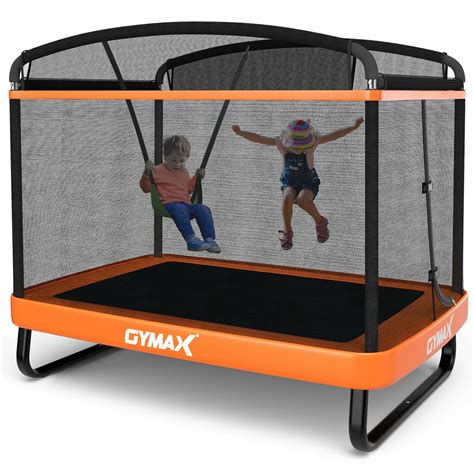 Gymax 6ft Kids Recreational Trampoline Wswing Safety Enclosure Indoor