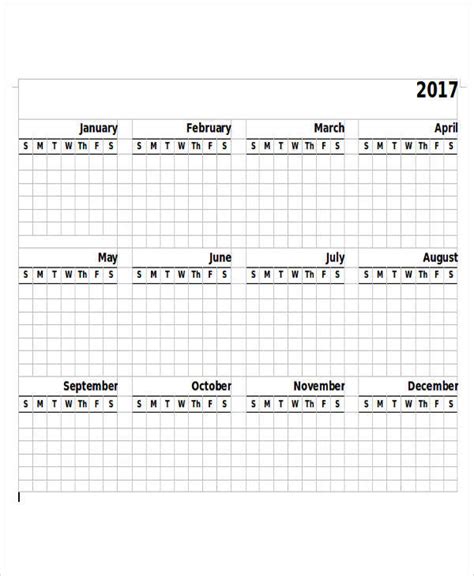 Blank Yearly Calendar Template Pdf Calendar Printable Free Printable