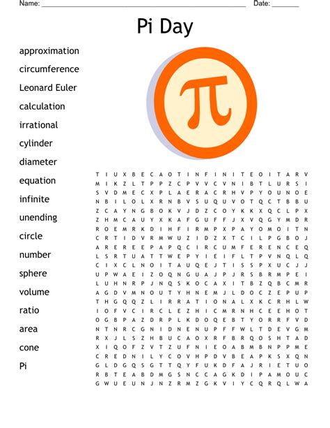 Pi Day Word Search Wordmint