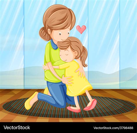 A Child Hugging Her Mother Royalty Free Vector Image