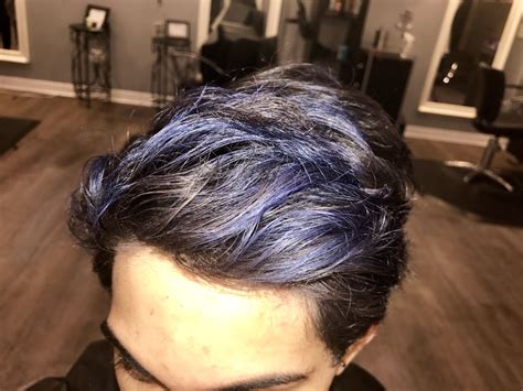 Men Blue Hair Color Highlights Dark Brown Menhair Bluehighlights