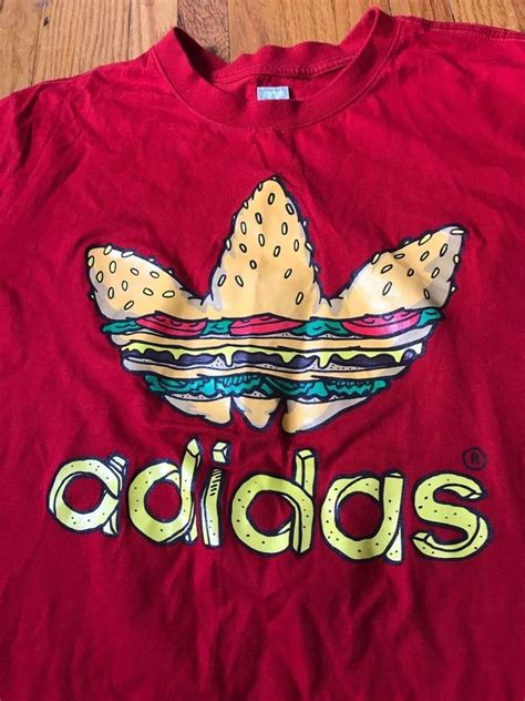 Adidas Originals Burgers And Fries T Shirt Very Cool Trefoil Design