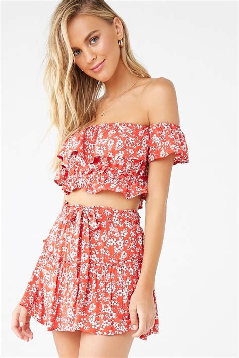 Floral Flounce Top And Skirt Set Forever 21 Trendy Summer Outfits