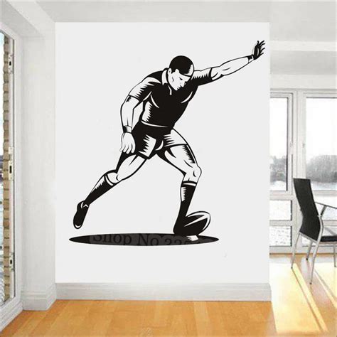 Rugby Ball With Player Goal Kick Rugby Wall Stickers Gym Sport Decor