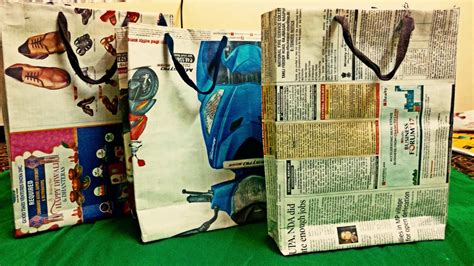 How To Make A Paper Bag Diy From Old Newspapers Recycle Paper Youtube