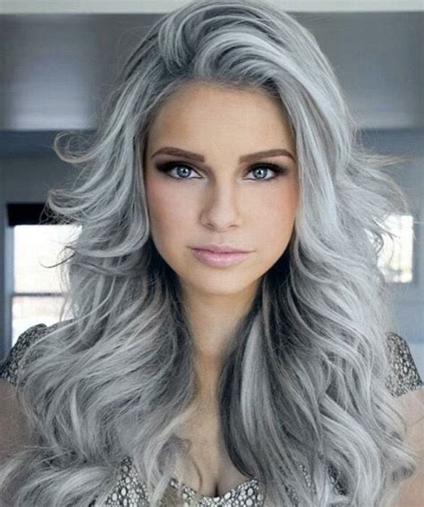 Pin by ɑղղ on Fifty shades of Gray Long silver hair Grey hair
