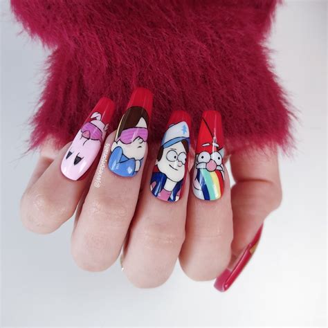 Gravity Falls, Dipper Pines, Fall Nail Art, Manicure, Nails, Mabel