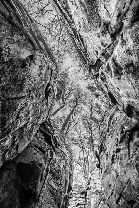 Nature Landscape Look Up View Of A Narrow Rock Formation Corridor