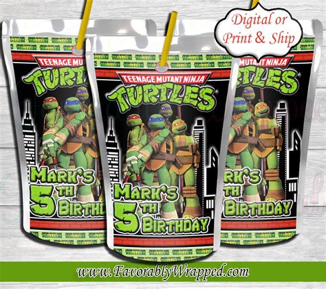 Ninja Turtle Capri Sun Juice Label Ninja Turtle Juice Etsy