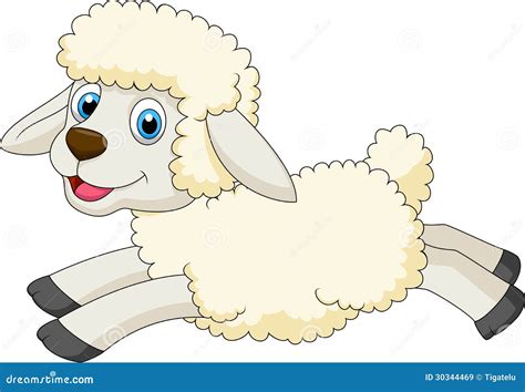 Cute Sheep Cartoon Jumping Stock Vector Illustration Of Adorable