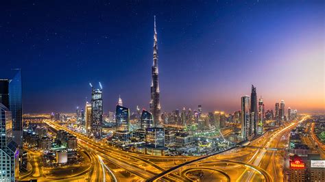 Download Night Megapolis City United Arab Emirates Burj Khalifa Man