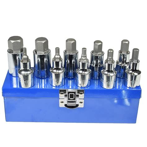 12 Drive Hex Allen Key Bit Socket Set Metric Sizes 4mm 19mm At659 Uk Diy And Tools