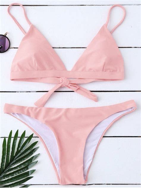 Ad Padded Back Tied Bikini Swimwear Pink Swimwear Type Bikini Gender For Women Material