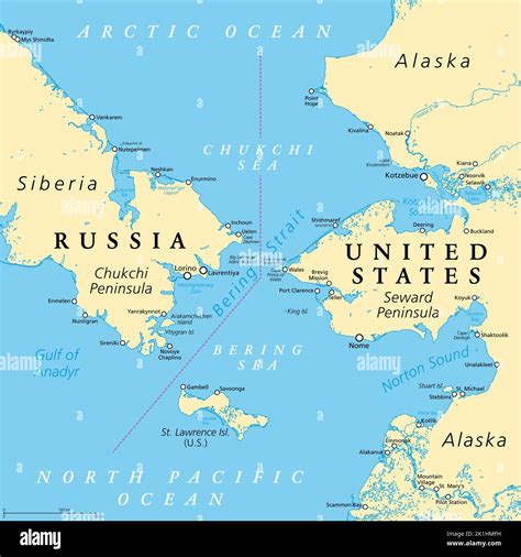 Estrecho De Bering Mapa Político Estrecho Entre El Océano Pacífico
