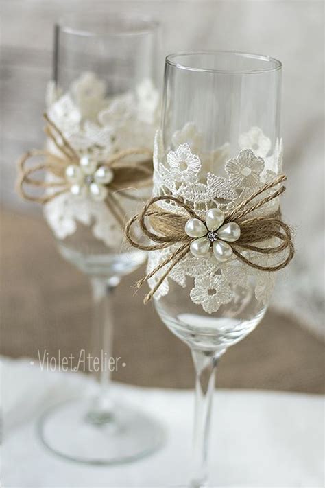 Lace Toasting Glasses Lace Toasting Flutes Flower