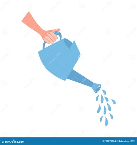 Hand Holding A Watering Can With Water Business Concept Flat Design