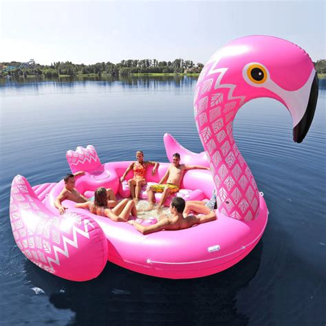 Hot Sale 6 Person Huge Flamingo Pool Float Giant Inflatable Boia De