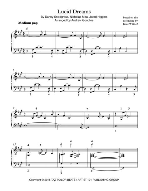 Lucid Dreams Sheet Music Juice Wrld Piano Solo