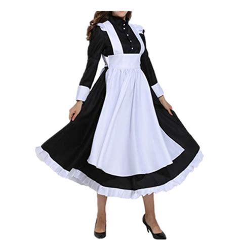 3pcs Women Victorian Maid Cosplay Costume Outfit One Piece Dressapron