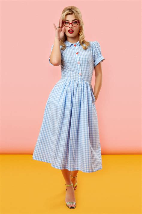 The Dottie Dress Blue Gingham Dorothy Wizard Of Oz Style Retro Pinup