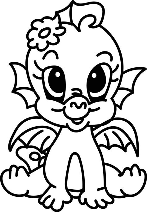 Baby Dragon Cartoon Coloring Page Coloring Pages