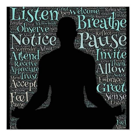Listen Breath Pause Be Meditation Poster Zazzle Sentidos