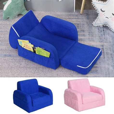 2 In 1 Kids Sofa Armchair Chair Fold Out Flip Open Baby Bed Couch