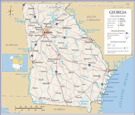 Map Of The State Of Georgia Usa Nations Online Project