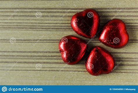 Red Heart Chocolate On Wooden Backgrounds For Valentine Concept Stock