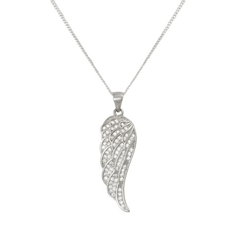 Angelica Cubic Zirconia Sterling Silver Angel Wing Pendant