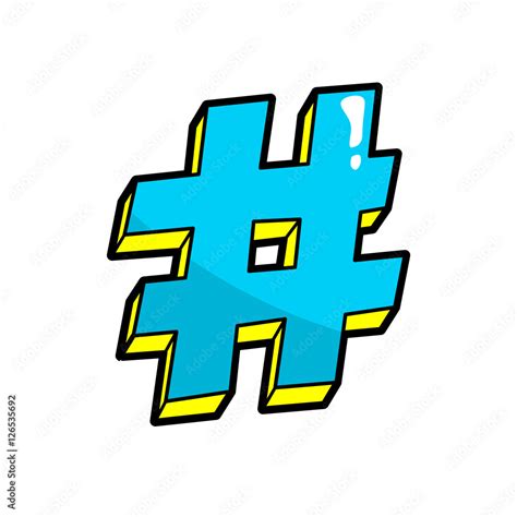 hashtag pop art cool sticker patch hash tag twitter social media instagram facebook