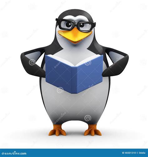 3d Academic Penguin Reads A Good Book Stock Illustration Image 46501310